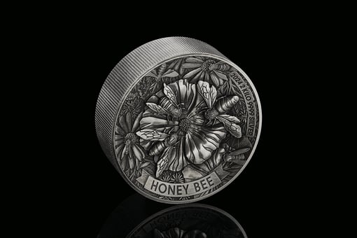 2024 honey bee 2kg. 9999 silver antiqued high relief coin - 2 kilos
