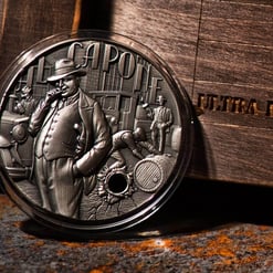 2021 the gangsters - al capone 2oz. 999 silver ultra high relief antiqued coin