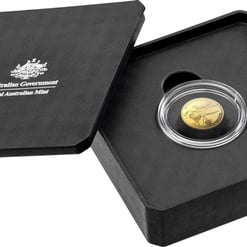 2022 $10 australian dinosaurs down under 1/10oz. 9999 'c' mintmark gold proof coin