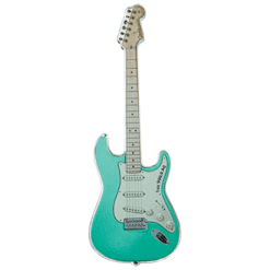 2022 Fender Stratocaster 1oz .9999 Guitar Shaped Silver Coin in Surf Green