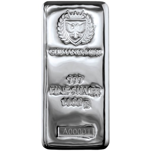 Germania mint 1kg. 999 silver cast bullion bar - 1 kilo