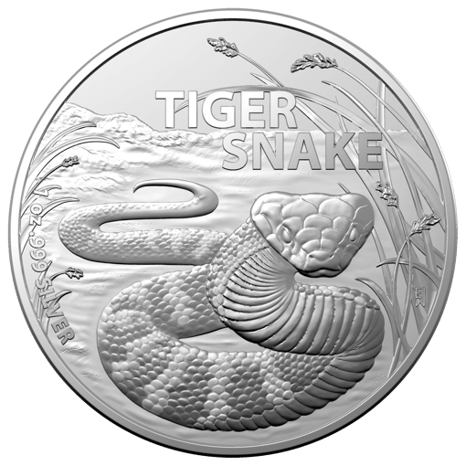 2024 australia’s most dangerous – tiger snake 1oz. 999 silver bullion coin