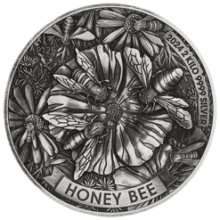 2024 Honey Bee 2kg .9999 Silver Antiqued High Relief Coin - 2 Kilos