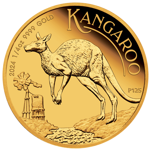 2024 australian kangaroo 1/4oz. 9999 gold proof coin