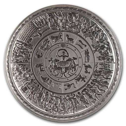 2021 south korea achilles shield 2oz. 999 antiqued silver stacker